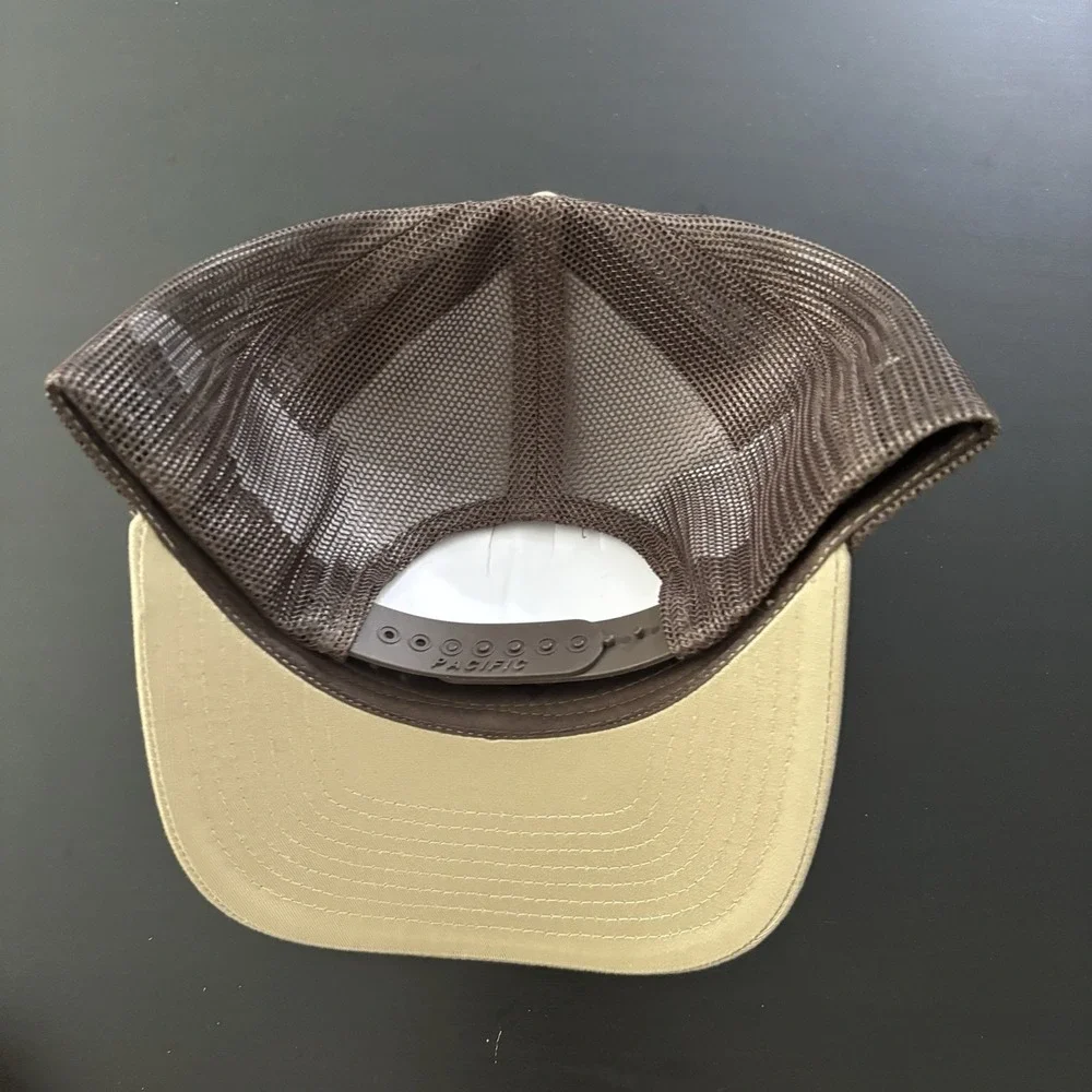 Patriotic Golfer Strapback Mesh Back Trucker Hat Pacific Headwear‎ Brown OSFM